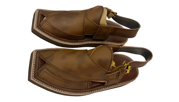 Iconic Kaptaan Peshawari Chappal Tan Brown Dual Color